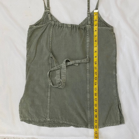 Fashion Fuse Spaghetti Strap Embroidered Cami Sz Medium Stone Wash Olive green - Picture 5 of 8